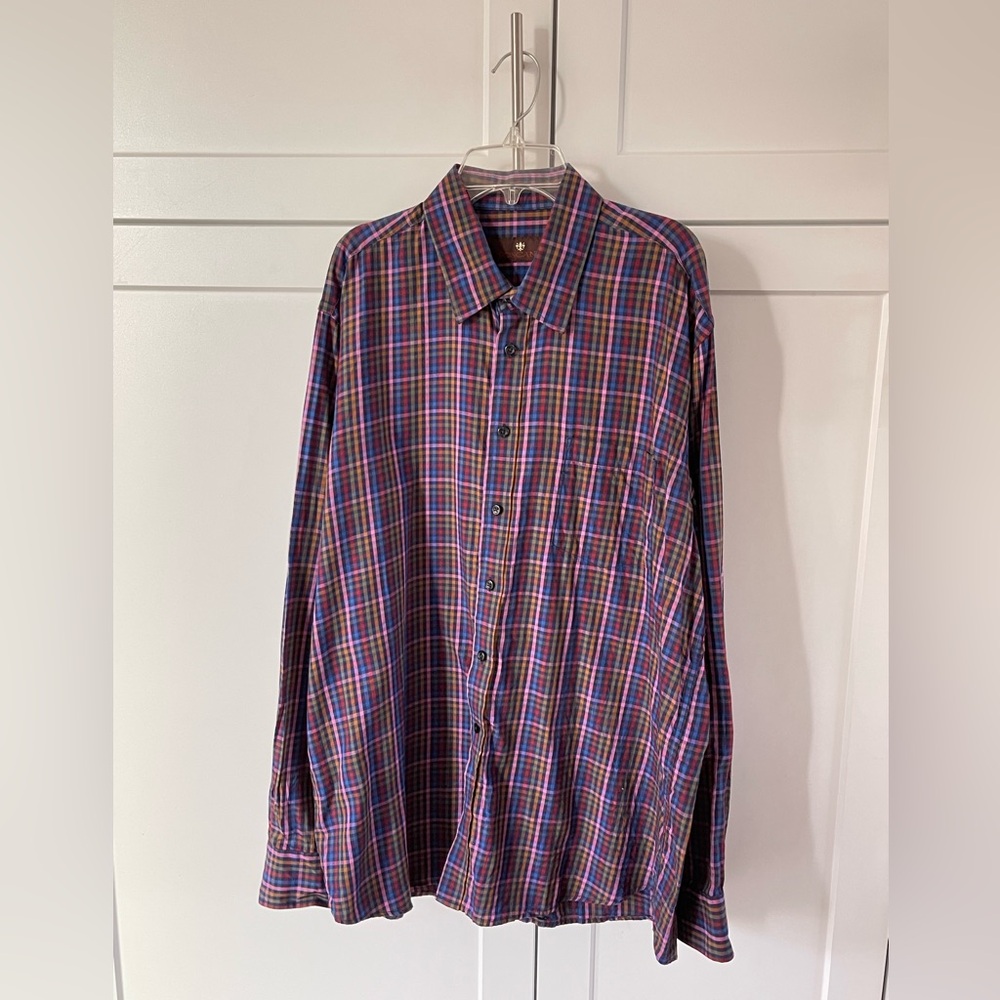 Toscano Button Down Dress Shirt/ Multicolor/ Size XL